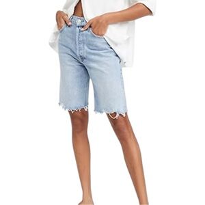 Zara High-Rise Light Wash Denim Bermuda Shorts Size 6